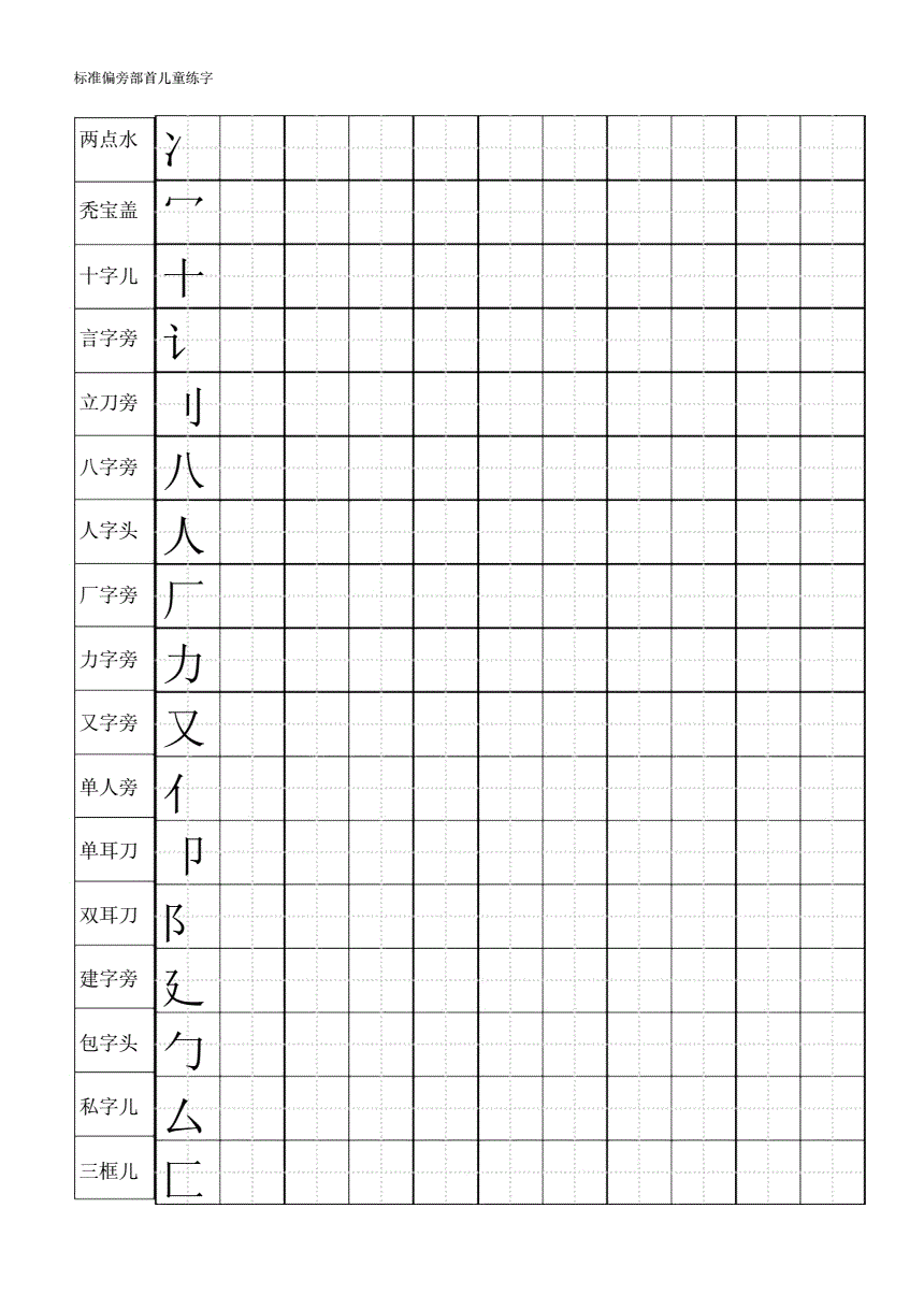 儿童练字模板(儿童练字字帖模板打印)