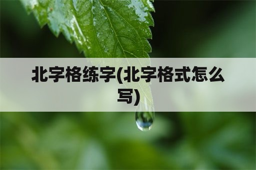 北字格练字(北字格式怎么写)