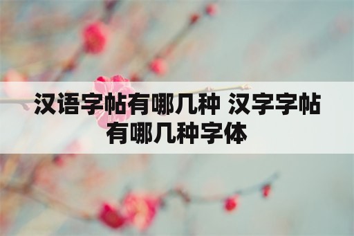 汉语字帖有哪几种 汉字字帖有哪几种字体