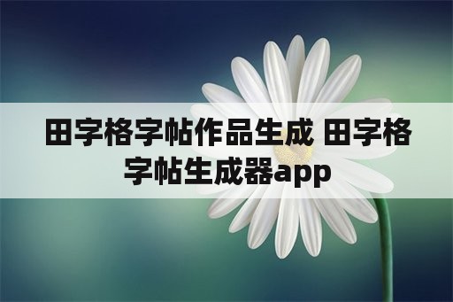 田字格字帖作品生成 田字格字帖生成器app