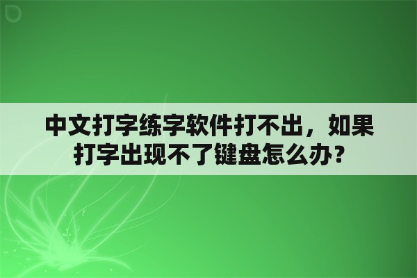 中文打字练字软件打不出，如果打字出现不了键盘怎么办？